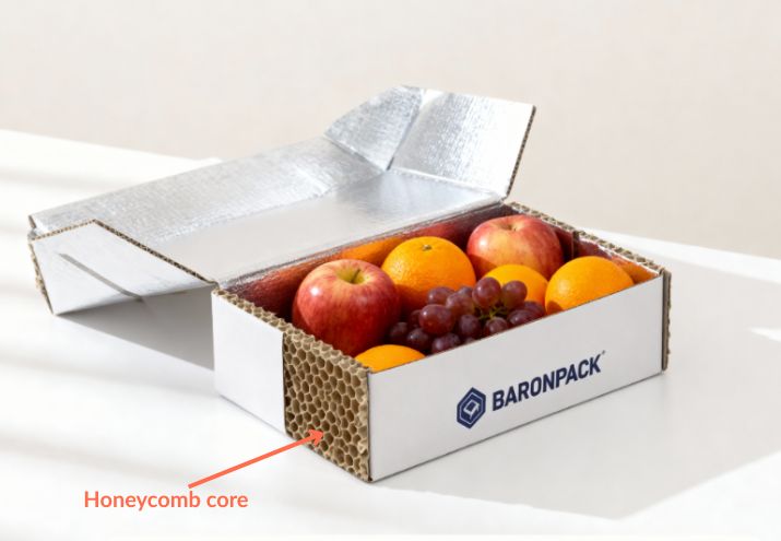 Deconstructed view of the honeycomb thermal box